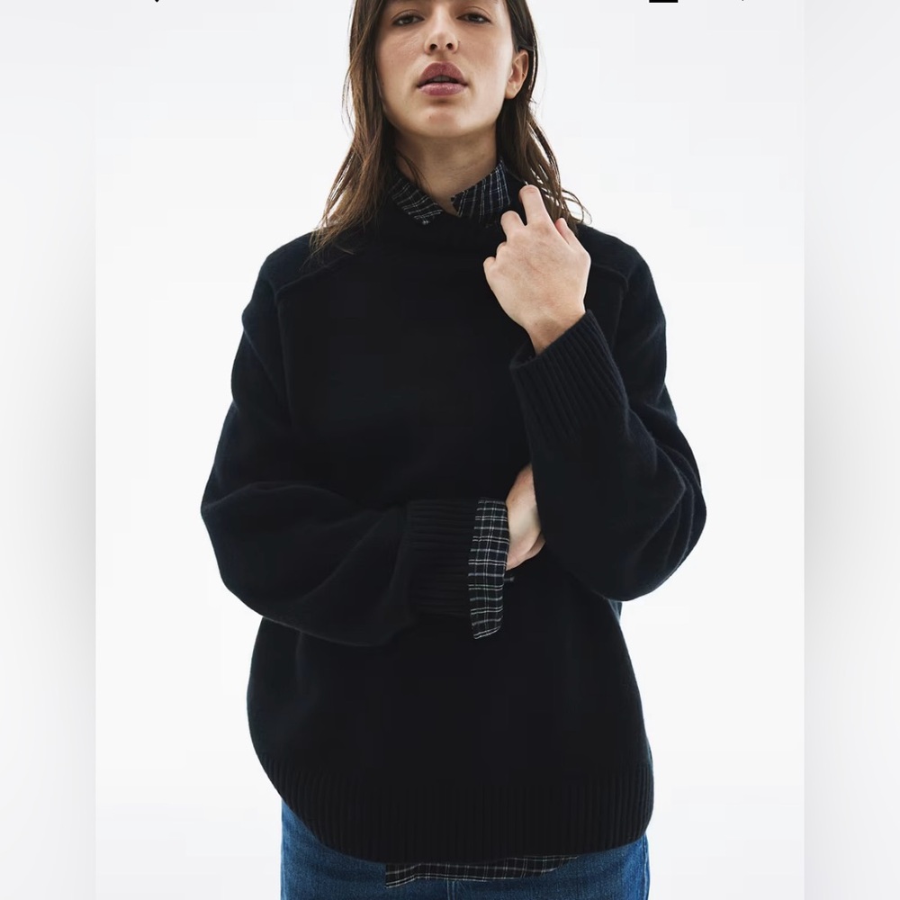 H&M Premium Selection Cashmere-Blend Mock Turtleneck Sweater. Black. NWT